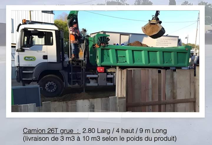 Livraison matériaux via camion grue de 26 T Servon